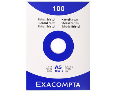 Exacompta Karteikarten A5 weiß blanko 100St.