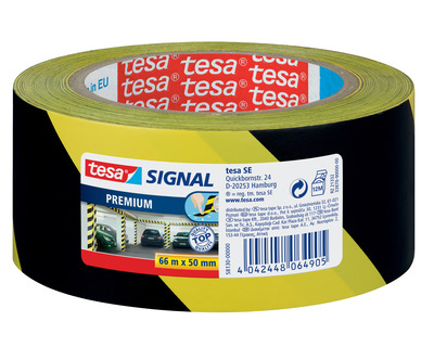Tesa Signalklebeband "Signal Premium" gelb/schwarz 50 mm x 66 m