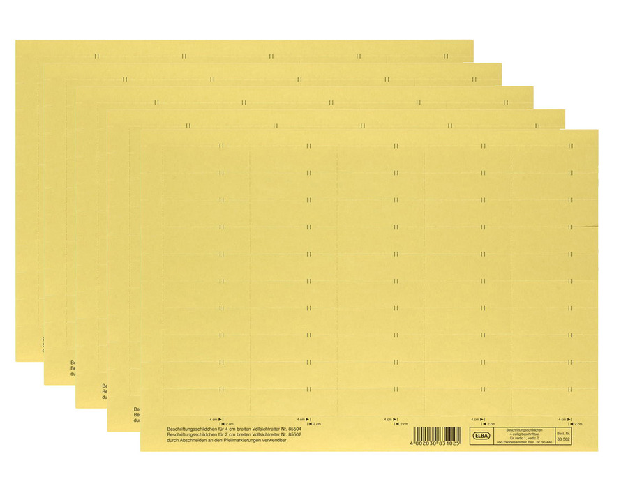 Elba Beschriftungsschilder, 4-zeilig gelb 58 x 18 mm 10Bl.