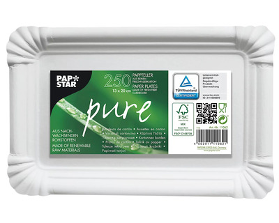 Papstar Einweg-Teller "Pure", Pappe weiß 13 x 20 cm 250St.