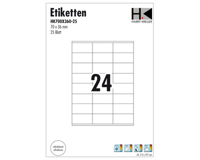 Etiketten A4 weiß 70 x 36 mm 600Et.