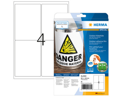Herma Folien-Etiketten A4 "Special" Outdoor weiß 99,1 x 139 mm 40Et.