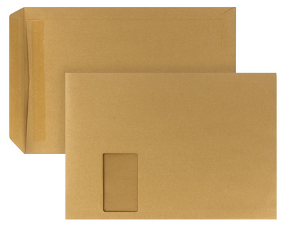Versandtasche C4, mit Fenster, selbstklebend braun 90g/m² 10St.