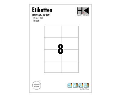Etiketten A4 weiß 105 x 74 mm 800Et.