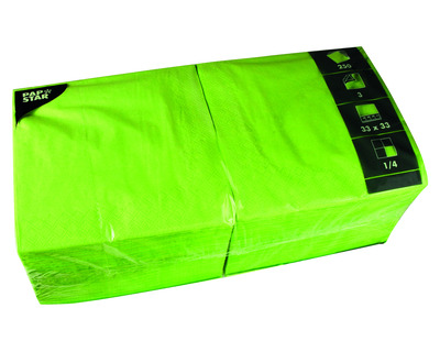Papstar Servietten "Color Collection", 1/4-Falz limonengrün 3-lagig 250St.