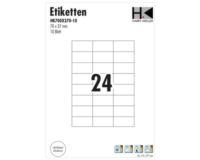 Etiketten A4 weiß 70 x 37 mm 240Et.