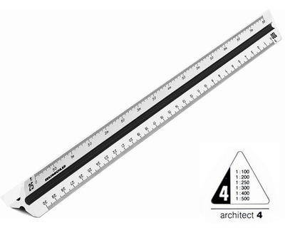 Rumold Dreikant-Maßstab "Architekt 4" weiß/schwarz 30 cm