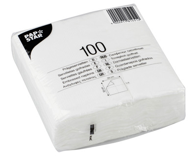 Papstar Servietten, 1/4-Falz weiß 1-lagig 100St.