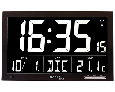 Technoline Funk-Wanduhr "WS8007" schwarz 37 x 23 cm