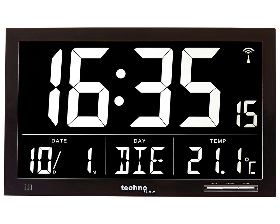 Technoline Funk-Wanduhr "WS8007" schwarz 37 x 23 cm