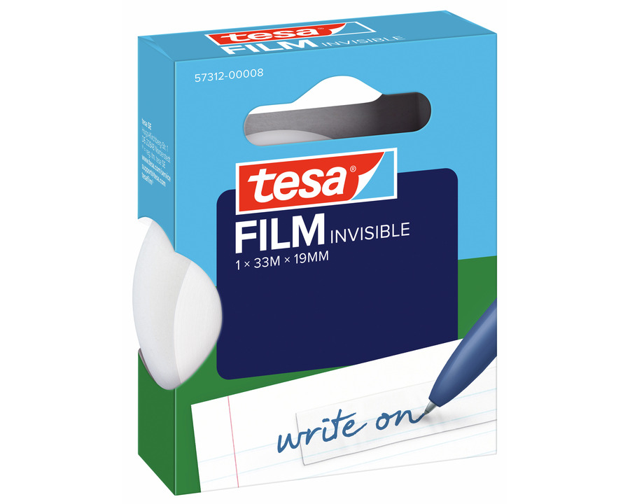 Tesa Klebeband "Invisible", beschriftbar transparent matt 19 mm x 33 m