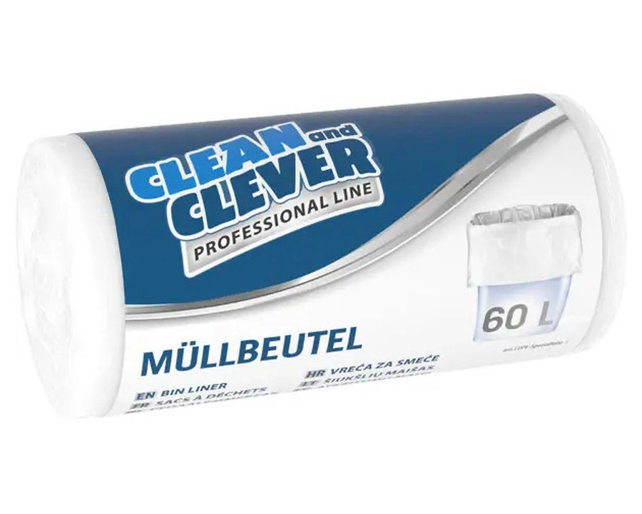 Clean & Clever Müllbeutel "Professional PRO73", 16µ weiß 60 Liter 50St.