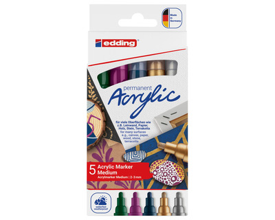 Edding Acrylmarker 5100 festlich mehrfarbig 2-3 mm Rundspitze 5St.