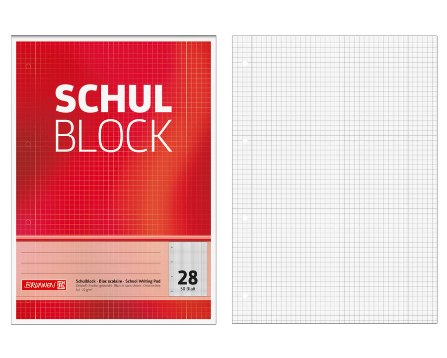 Brunnen Briefblock A4 "Schul Block" kariert (Lineatur 28) 70g/m² 50Bl.