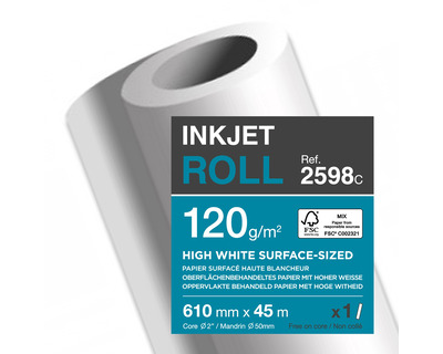 Clairefontaine Rollen-Fotopapier "Light Coated" 120g/m², seidenmatt 610 mm (24") x 45 m