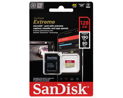 Sandisk Speicherkarte microSD "Extreme", mit Adapter 128GB