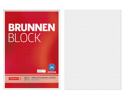 Brunnen Briefblock A4 "Brunnen Block", Recyclingpapier kariert (Lineatur 22) 70g/m² 50Bl.