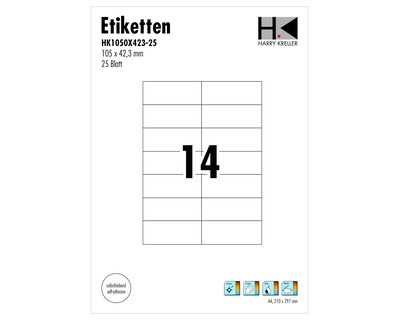 Etiketten A4 weiß 105 x 42,3 mm 350Et.