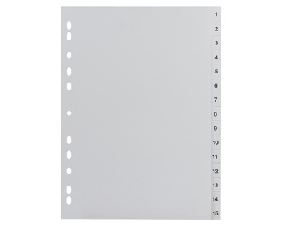 PP-Register A4, 1-15 grau 225 x 297 mm