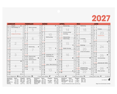 Glocken Tafelkalender 2027 21 x 14,8 cm 1 Seite = 6 Monate