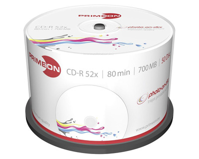 Primeon CD-R, bedruckbar 700MB Spindel 50St.