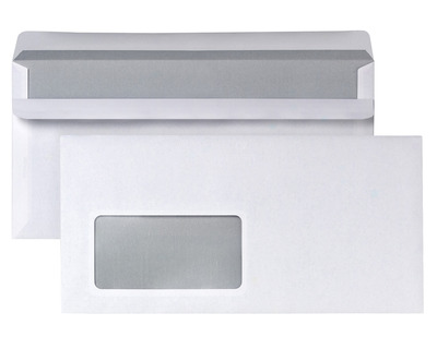 Briefumschlag DL, mit Fenster, selbstklebend weiß 110 x 220 mm 1.000St.