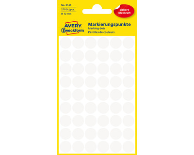 Avery Zweckform Markierungspunkte weiß Ø12mm 270Et.