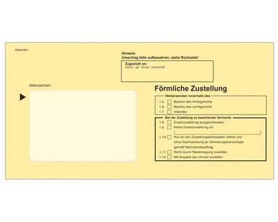 Brief & Siegel Zustellungsumschlag DL+, nassklebend, mit Fenster (60x90mm), gelb 114 x 225 mm 100St.