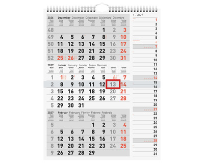 Rido Idé Dreimonatskalender 2027 "Kombi-Planer 3" 30 x 39 cm 1 Seite = 3 Monate