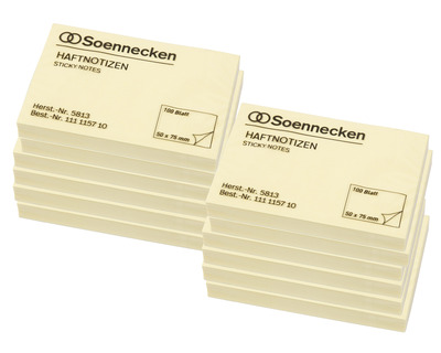 Soennecken Haftnotizen gelb 50 x 75 mm 12x100Bl.