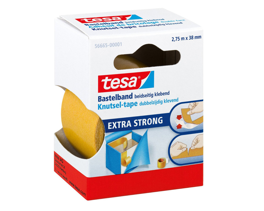 Tesa Doppelseitiges Klebeband chamois 38 mm x 2,75 m