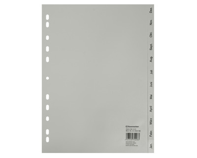 Soennecken PP-Register A4, Dez.-Jan. grau 225 x 297 mm