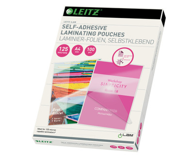 Leitz Laminierfolien "iLAM" A4, selbstklebend glänzend 125 my 100St.
