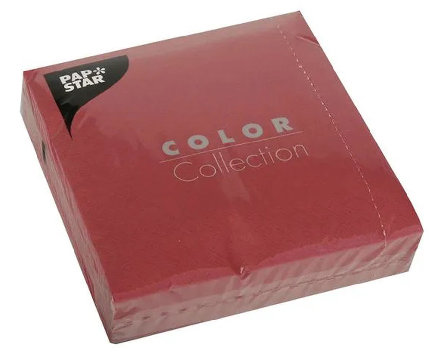 Papstar Servietten "Color Collection", 1/4-Falz bordeaux 3-lagig 50St.