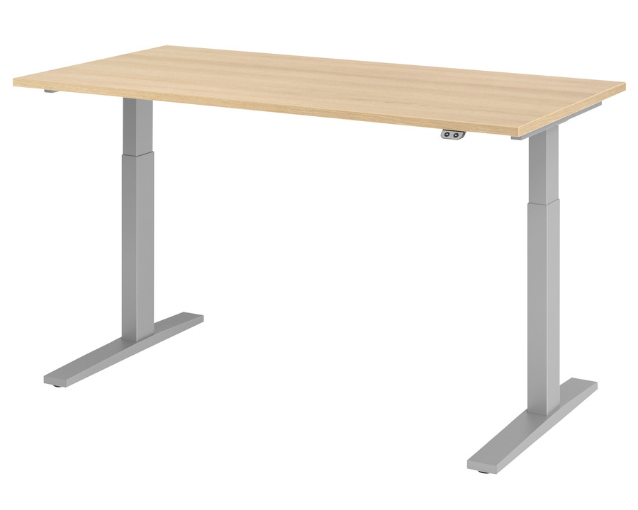 Hammerbacher Schreibtisch silber/eiche 160 x 80 cm