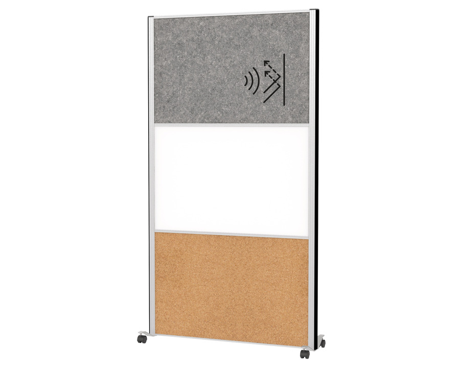 Maul Trennwand "MAULconnecto", mit Whiteboard, Korktafel, Rollen hellgrau/weiß/braun 100 x 180 cm