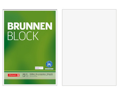 Brunnen Briefblock A4 "Brunnen Block", Recyclingpapier blanko (Lineatur 20) 70g/m² 50Bl.
