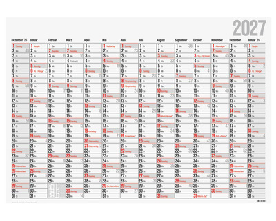 Glocken Plakatkalender 2027 98 x 68,5 cm 1 Seite = 14 Monate