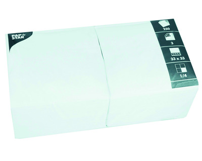 Papstar Servietten "Color Collection", 1/4-Falz weiß 3-lagig 250St.