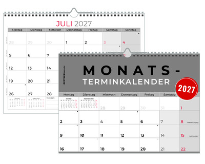 Zettler Monatskalender 2027 "989" 29,7 x 21 cm 1 Seite = 1 Monat