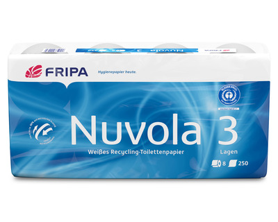 Fripa Toilettenpapier "Nuvola", Recyclingpapier 3-lagig 250 Blatt 8St.