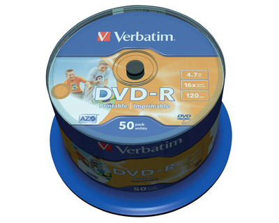 Verbatim DVD-R, bedruckbar 4,7GB Spindel 50St.