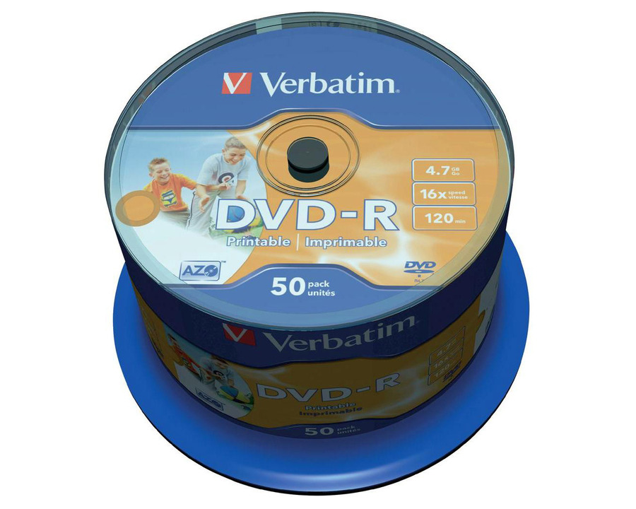 Verbatim DVD-R, bedruckbar 4,7GB Spindel 50St.