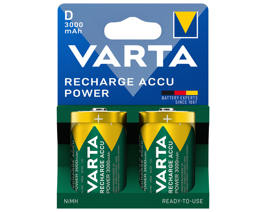 Varta Akku "Recharge Power" D, Mono, HR20 1.2V 3.000mAh 2St.