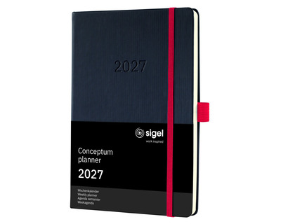 Sigel Buchkalender 2027 "Conceptum Pure" A5 schwarz 2 Seiten = 1 Woche