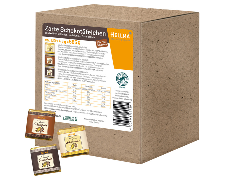Hellma Zarte Schokotäfelchen 130St.