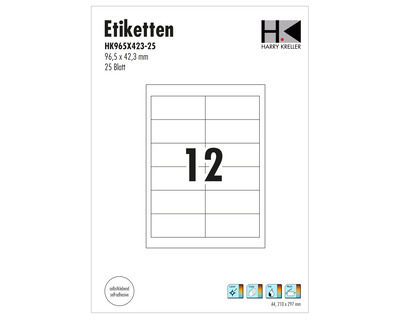 Etiketten A4 weiß 96,5 x 42,3 mm 300Et.