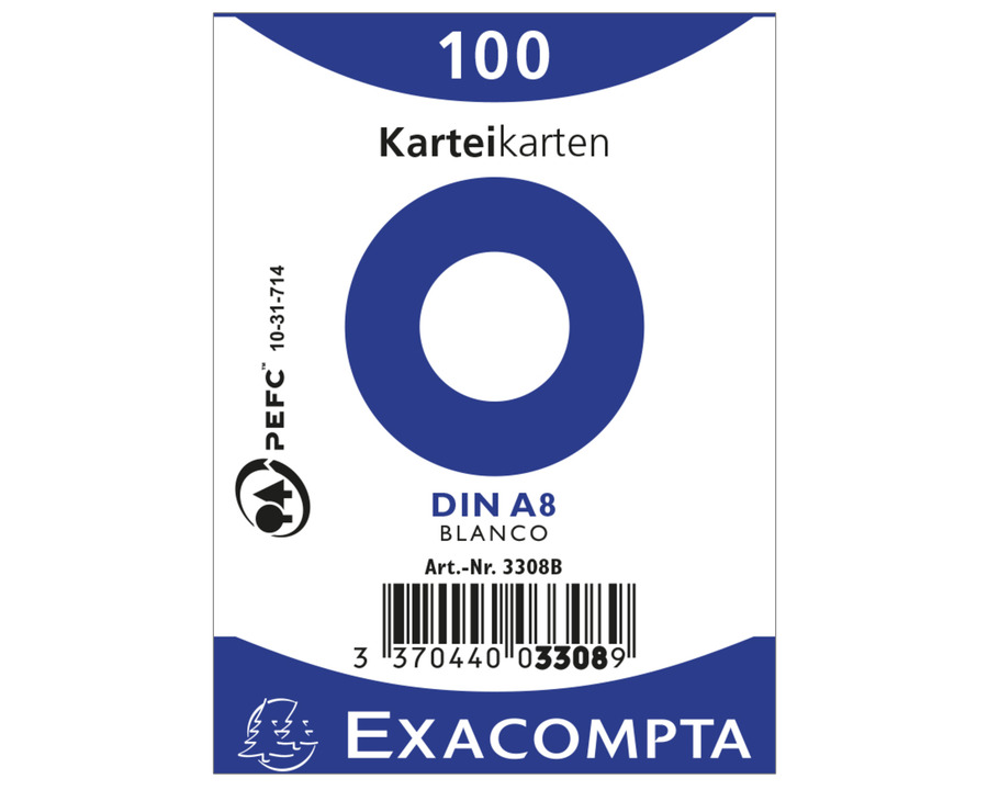 Exacompta Karteikarten A8 weiß blanko 100St.