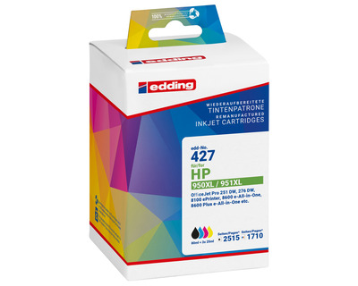Edding Refill-Tintenpatrone 427, HP 950/951XL, Multipack CMYK 4St.