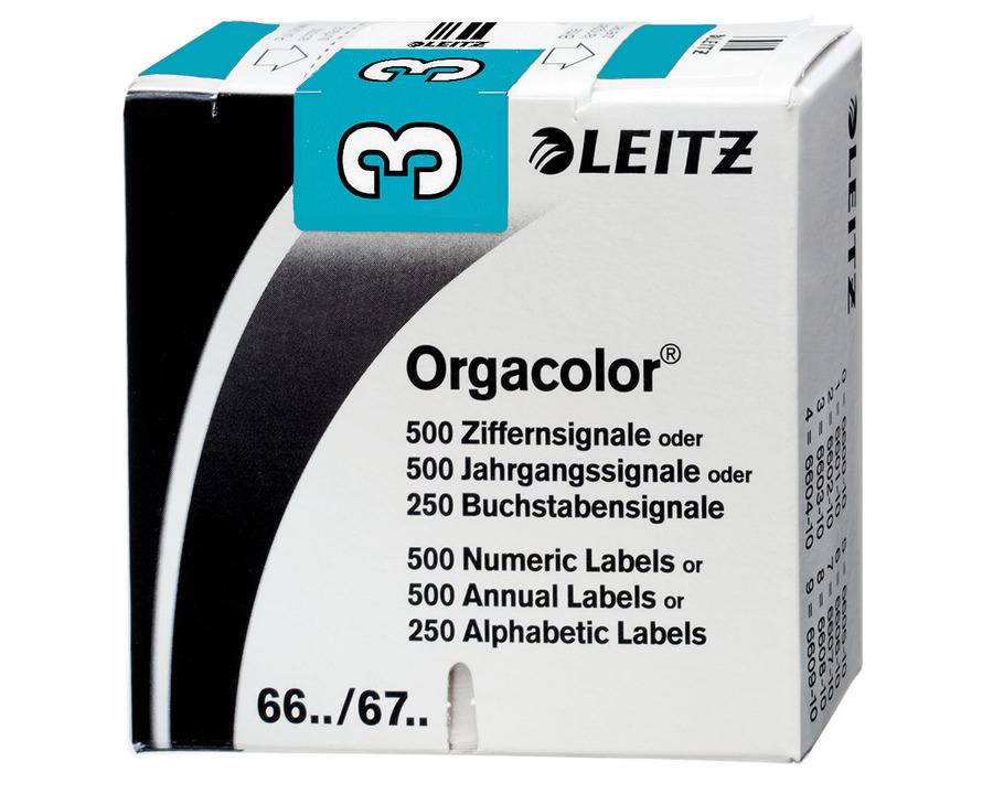 Leitz Ziffernsignal "Orgacolor" 3 blau 500St.